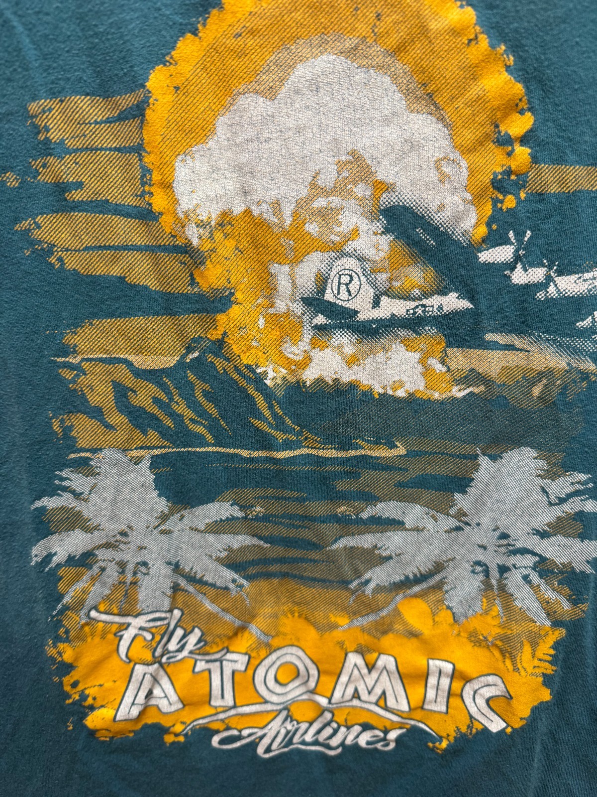 Grunt Style Shirt Mens Large Teal Fly Atomic Airlines Graphic Short Sleeve Tee gallery
