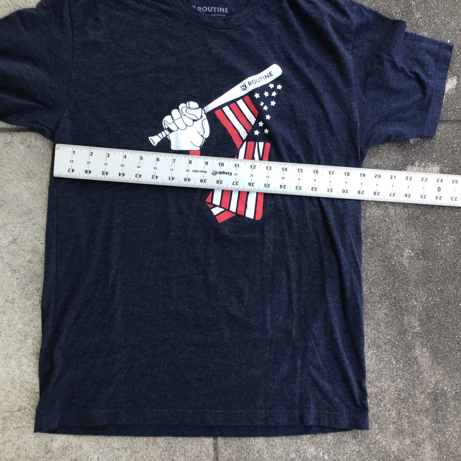 Routine Men Large Short Sleeve Shirt Blue Baseball Bat American Flag gallery