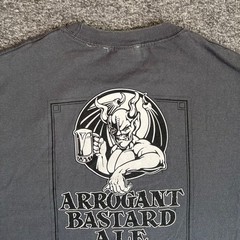 VTG Stone Brewing Arrogant Bastard Ale T-Shirt Mens Large Gray Graphic Gargoyle