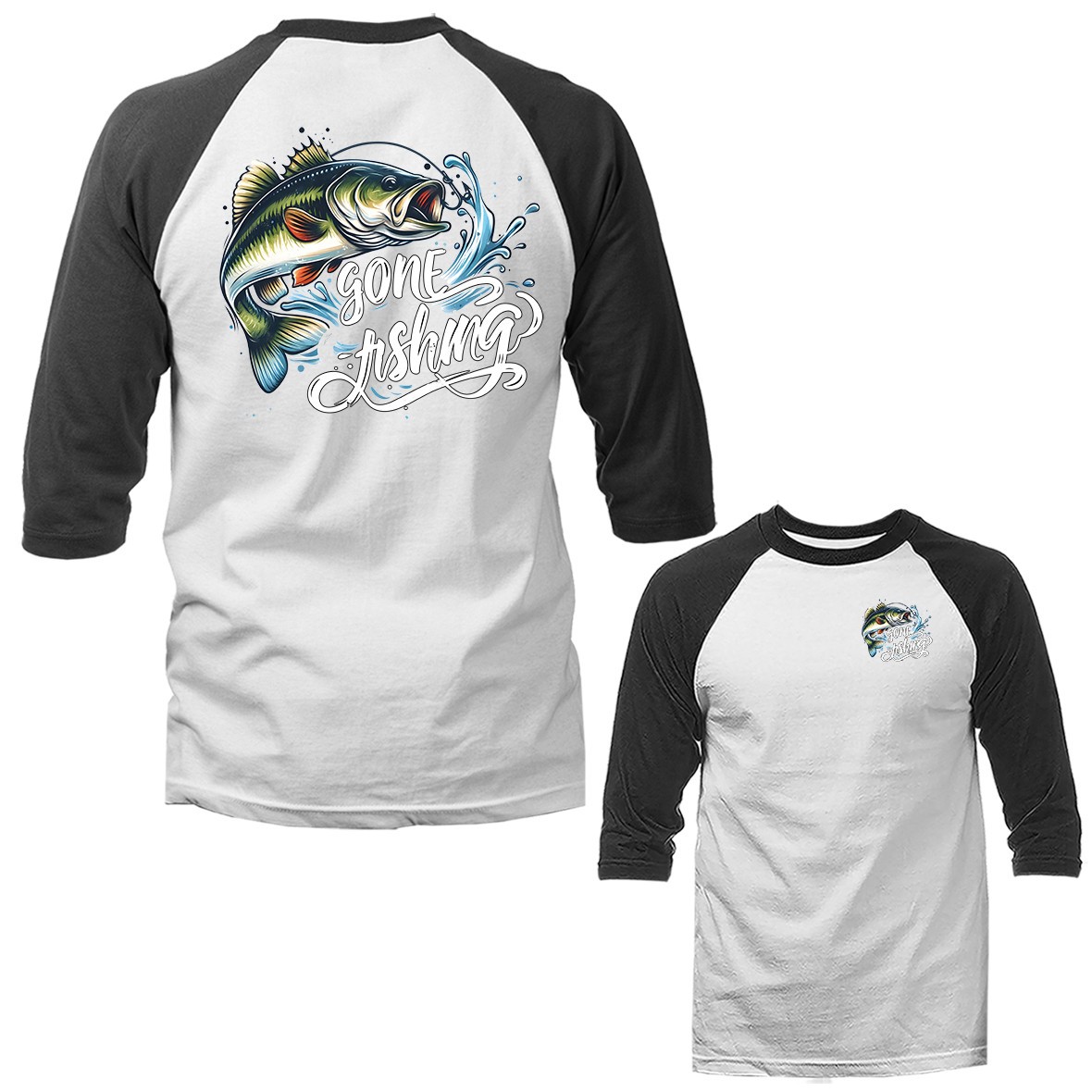 Gone Fishing Bass Funny Fisherman Outdoor 3/4 Sleeve Raglan gallery