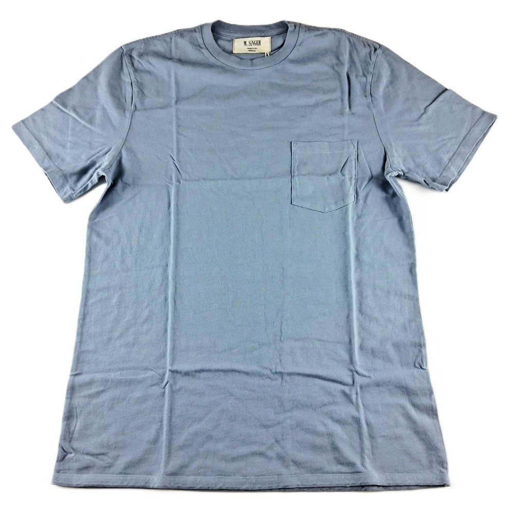M. Singer Short Sleeve Pocket Tee T-Shirt Men’s Size Small Indigo Blue Cotton
