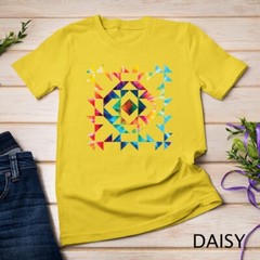 Tie Dye Geometric Shapes Pattern Quilt Block Art – Scandi Folk Unisex T-shirt