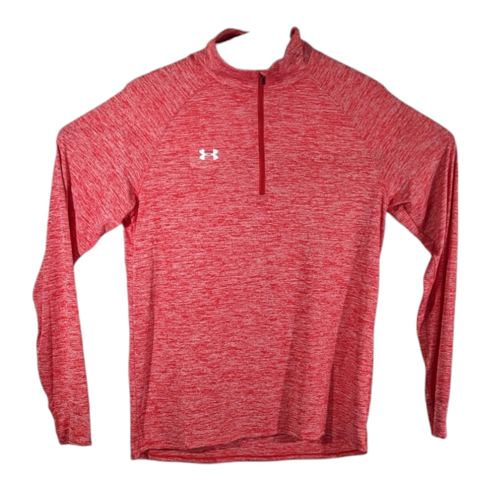 Under Armour Heat Gear 1/4 Zip Pullover Long Sleeve Static Red Loose Mens Medium gallery