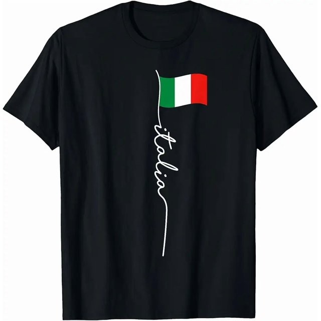 Italy Signature Flag Pole Black T-shirt gallery