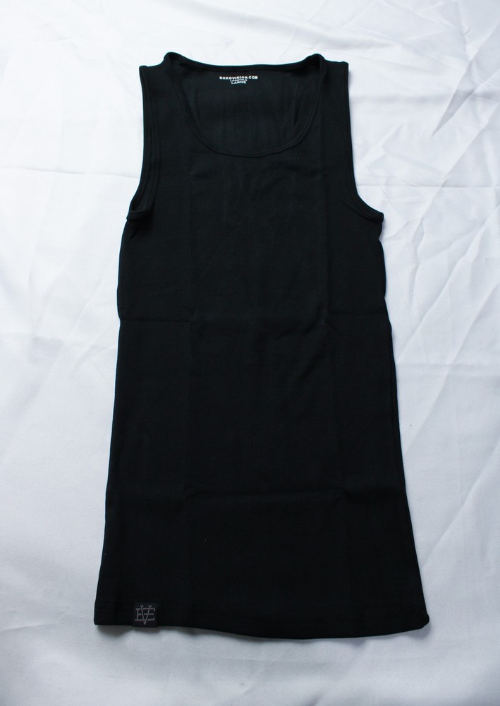 Ekkovision Men’s Solid Ribbed Knit Comfort Core Tank Top EH6 Black Large