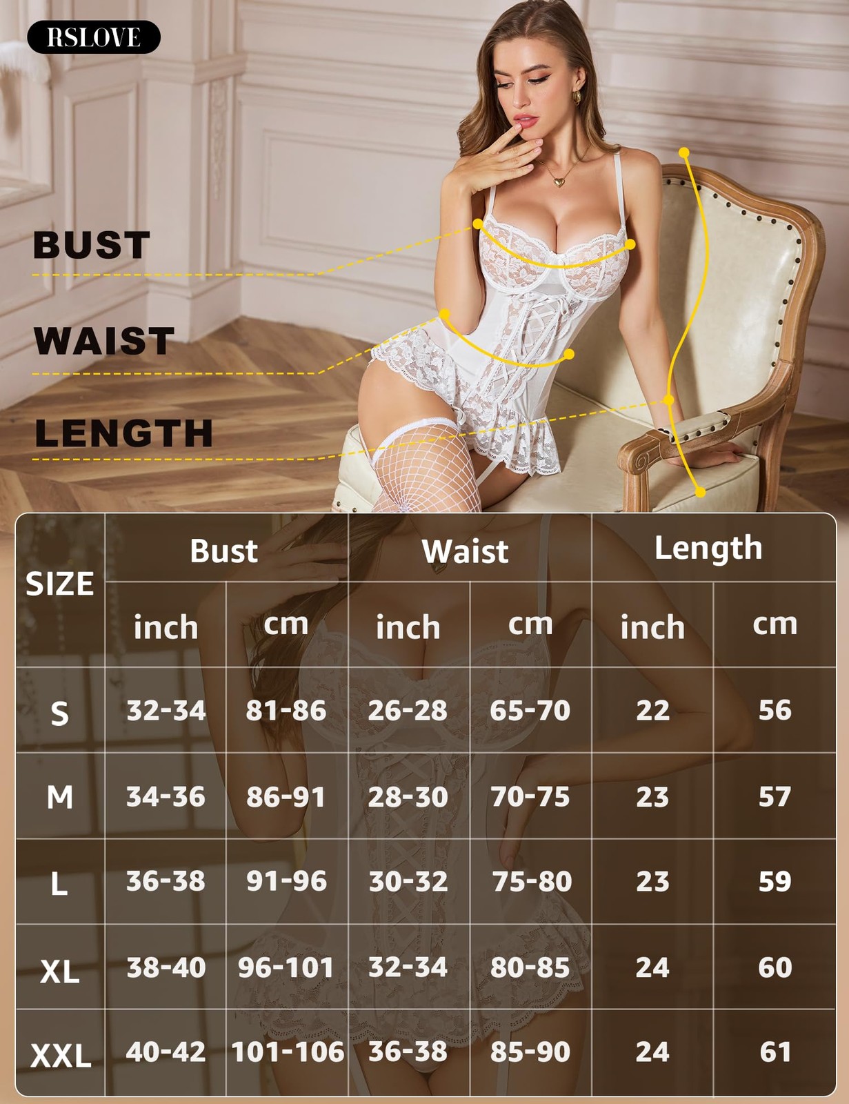 Lingerie Sets for Women Sexy - Lace Corset Bodysuit with Garter Belts Underwi... gallery