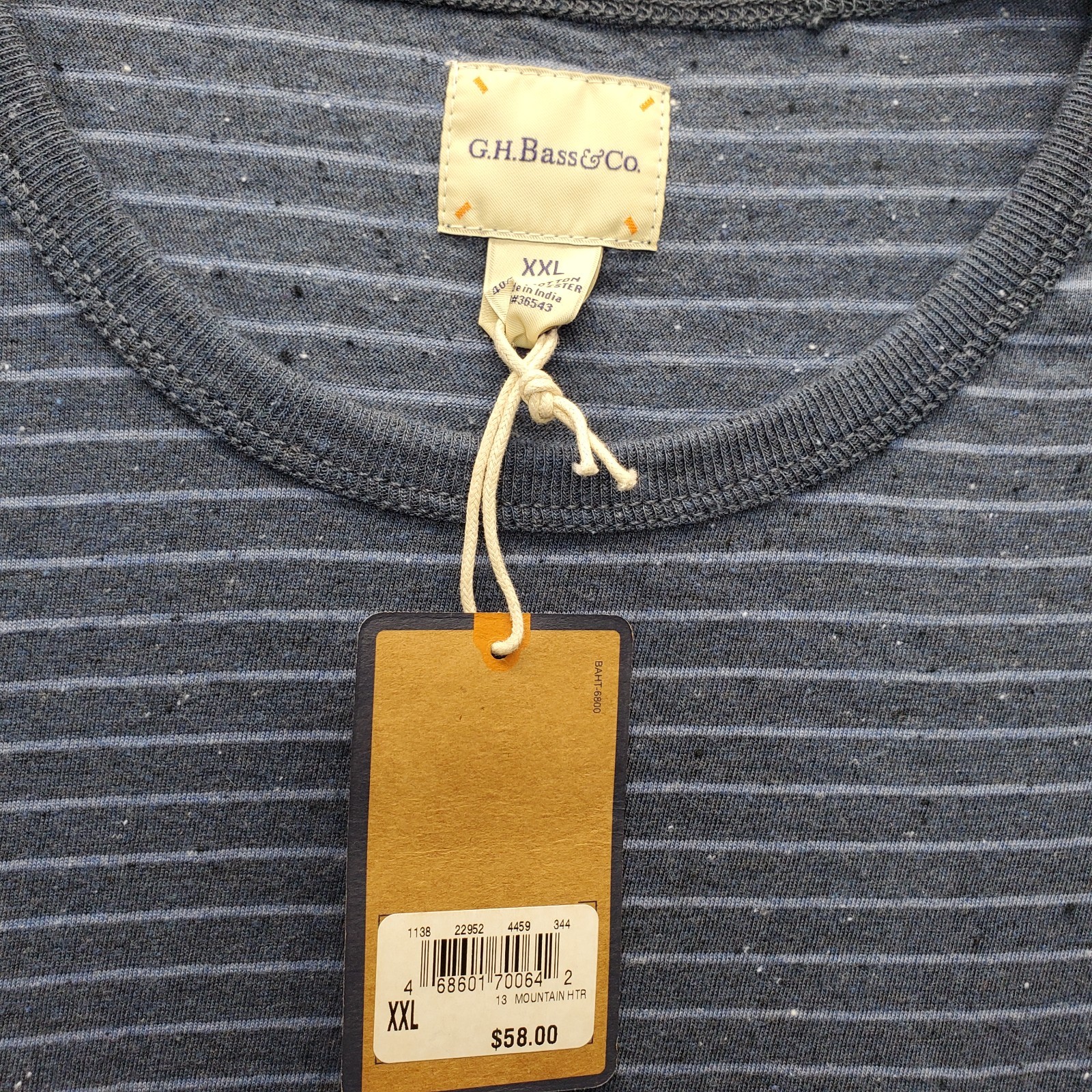 G.H. Bass & Co. Pocket Shirt Mens XXL Multi Striped Long Sleeve Pullover Tee gallery