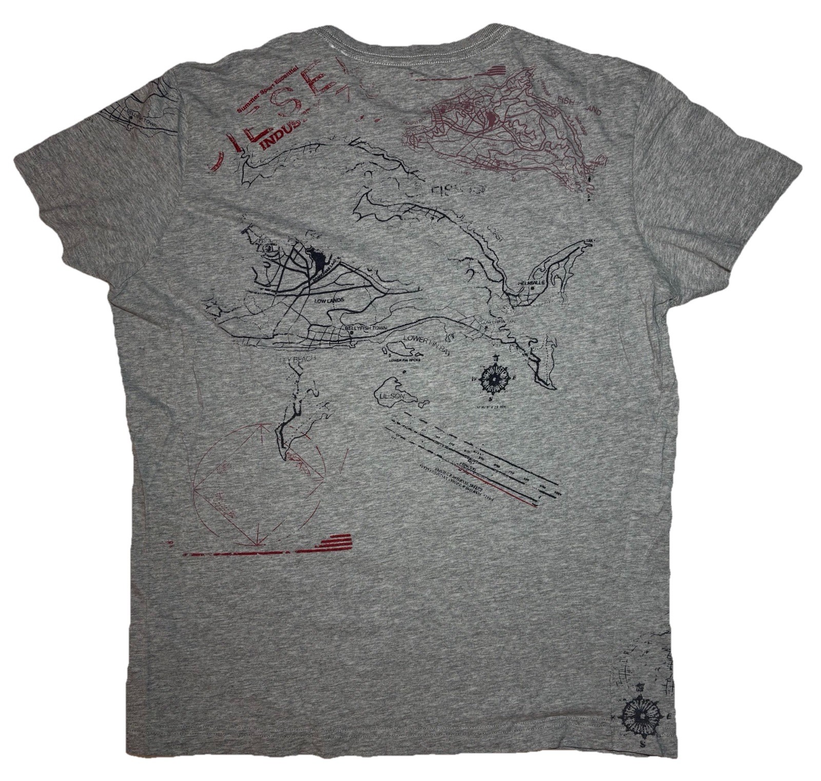 Vintage Diesel Industry T Shirt Men L Nautical Map Graphic Wave Breaker Y2K Slim gallery