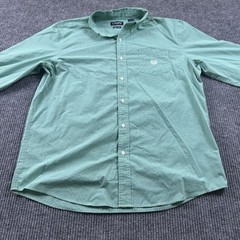 Chaps Mens XL Easy Care Long Sleeve Button Up Pocket Casual Green Shirt
