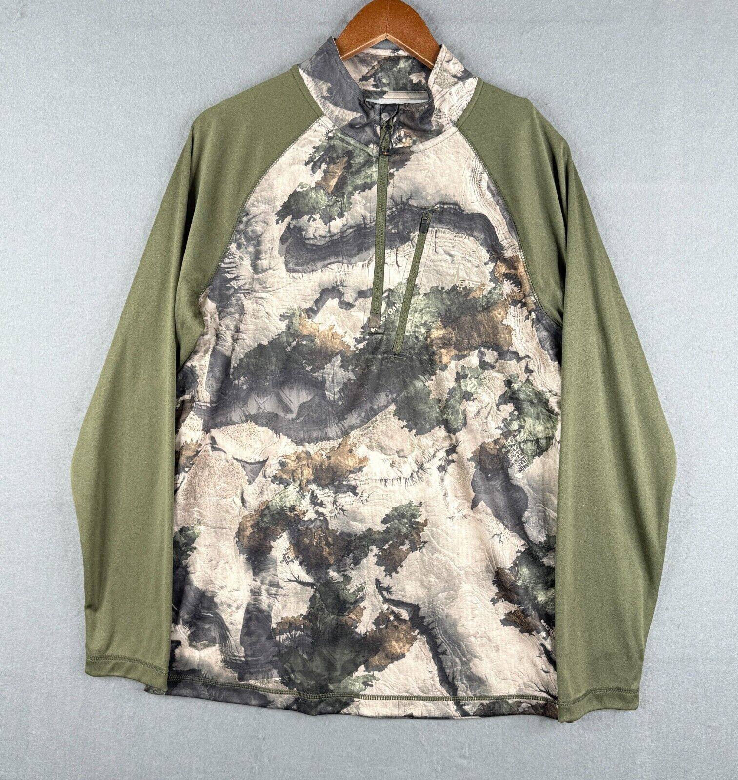 Habit Shirt Mens Medium Camouflage Scent Factor Mossy Oak 1/4 Zip Pullover