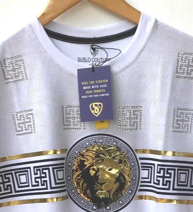 Men's Beautiful Cotton Rhinestone T Shirt,Italian Style,Stretch S to 2XL….A12. gallery