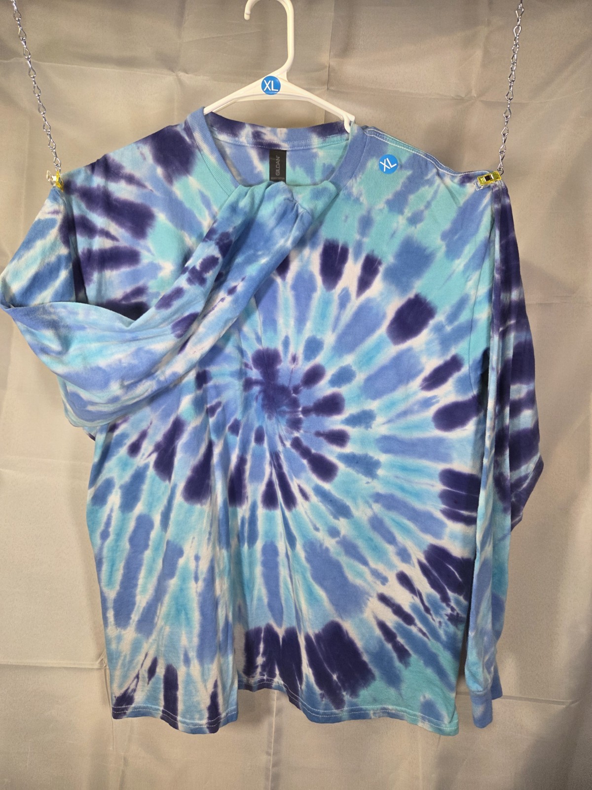 HANDCRAFTED! Gildan G540 TieDye Shades of Blues XL Crew Neck Long Sleeve T-Shirt gallery