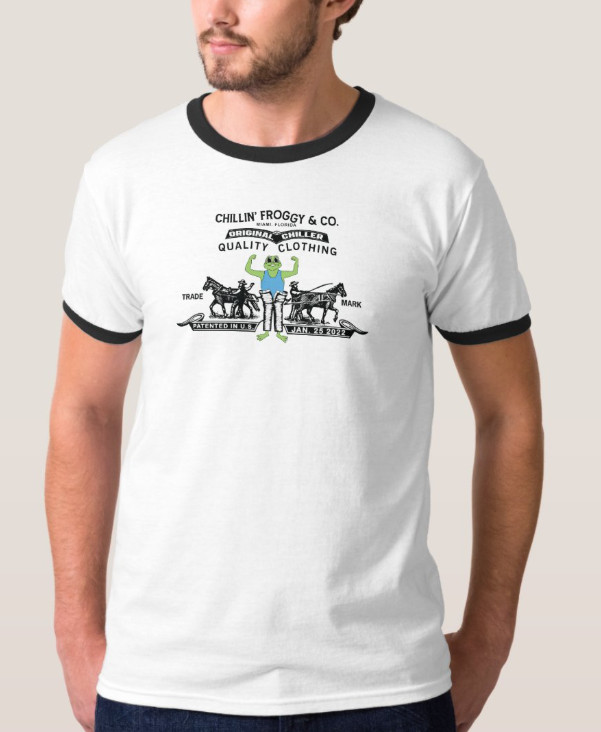 Chillin' Froggy Vintage Two Horse Logo Parody of the Jeans Brand Ringer T-Shirt gallery