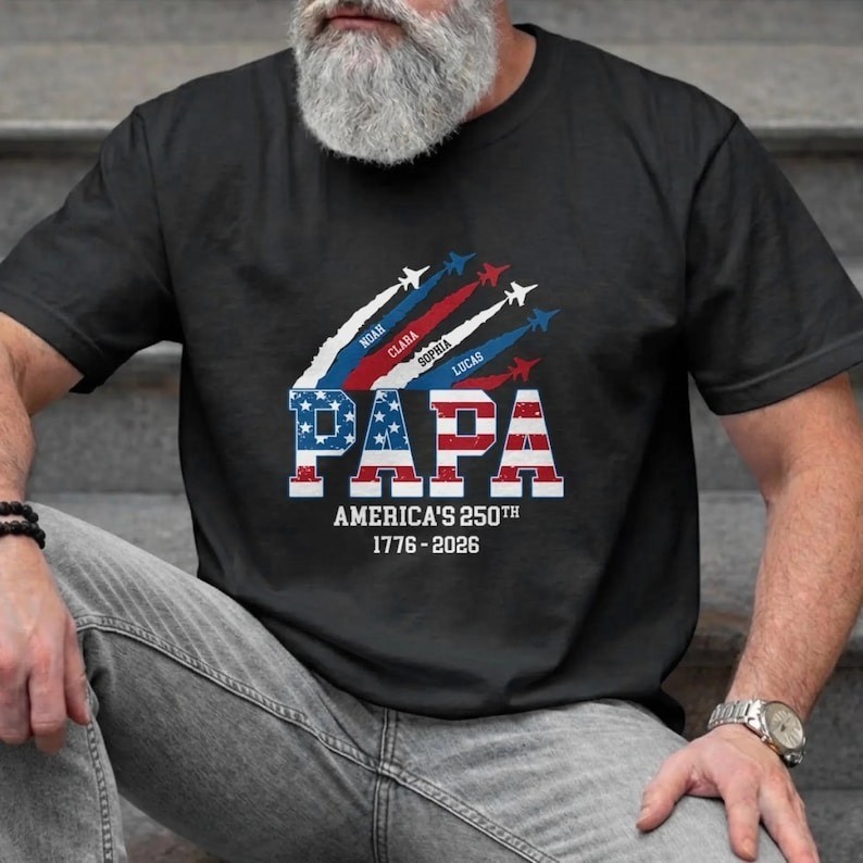 Personalized Papa America 250th Anniversary, Gift For Dad, 1776-2026 Shirt gallery