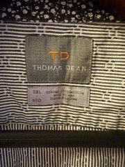 Thomas Dean colorful striped button up shirt Men 3XL Contrast Collar Cuffs