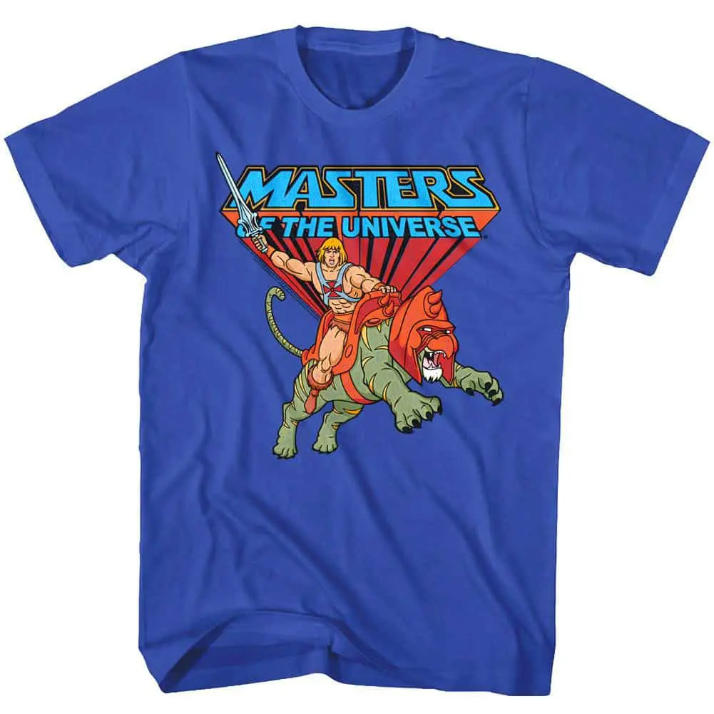He-Man Riding Battle Cat T-Shirt Size S-4XL