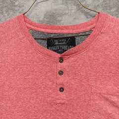 Broken Threads Cotton Blend 3 Button Henley T-Shirt Pink Short Sleeve Men 3X