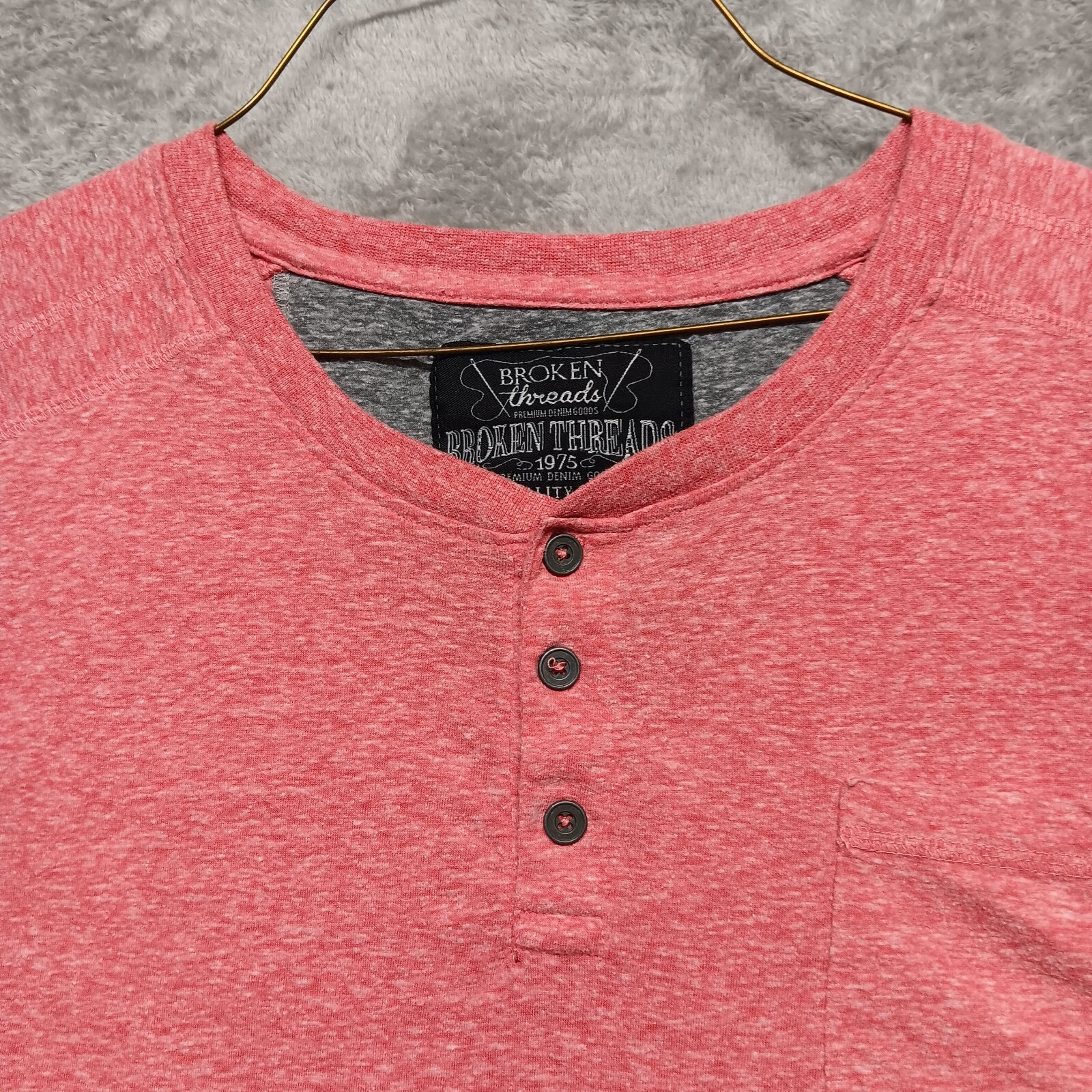 Broken Threads Cotton Blend 3 Button Henley T-Shirt Pink Short Sleeve Men 3X gallery