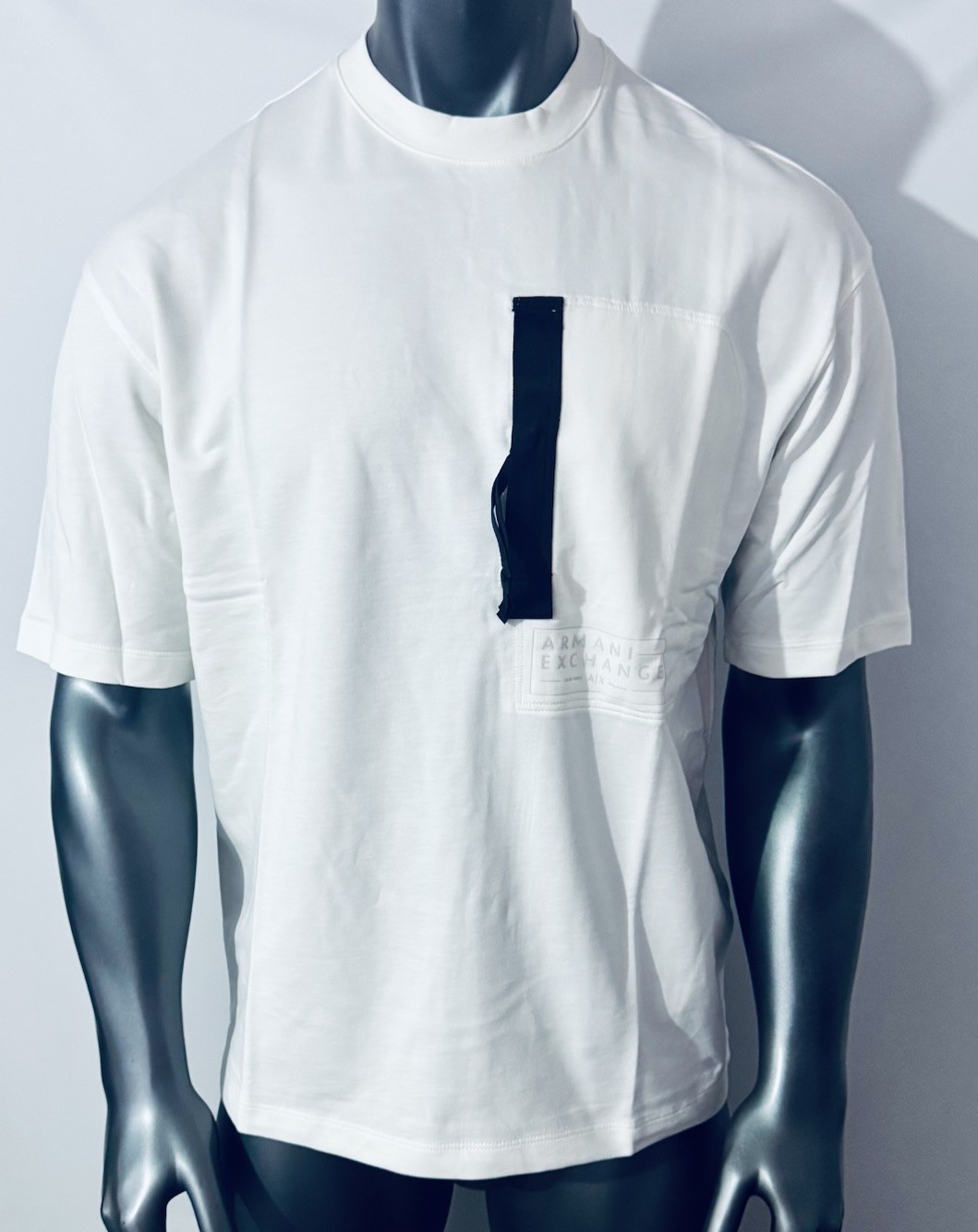 New Armani Exchange Men's Crew Neck Zipper Short Sleeve Logo Shirt gallery