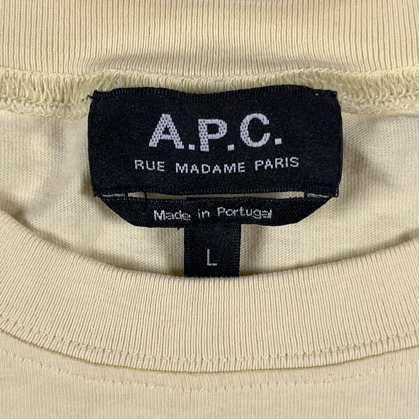 APC T Shirt Mens Large Pale Yellow Cotton Logo Rue Madame Paris gallery