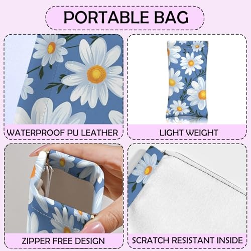 2 PCS Glasses Sunglasses Eyeglass Case Pouch Soft PU Leather with B9-flower