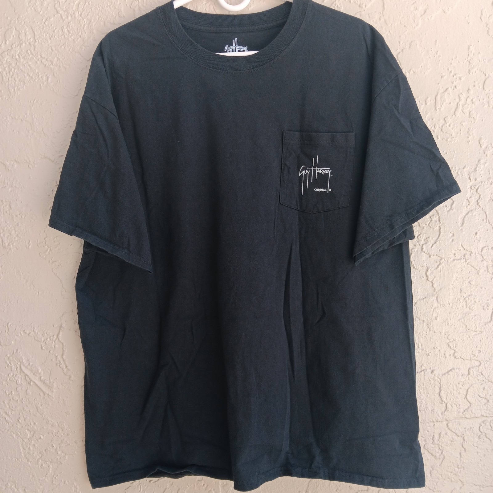 Guy Harvey By AFTCO Bluewater T Shirt Mens Sz XL Graphic Logo Pocket Black Flaw gallery