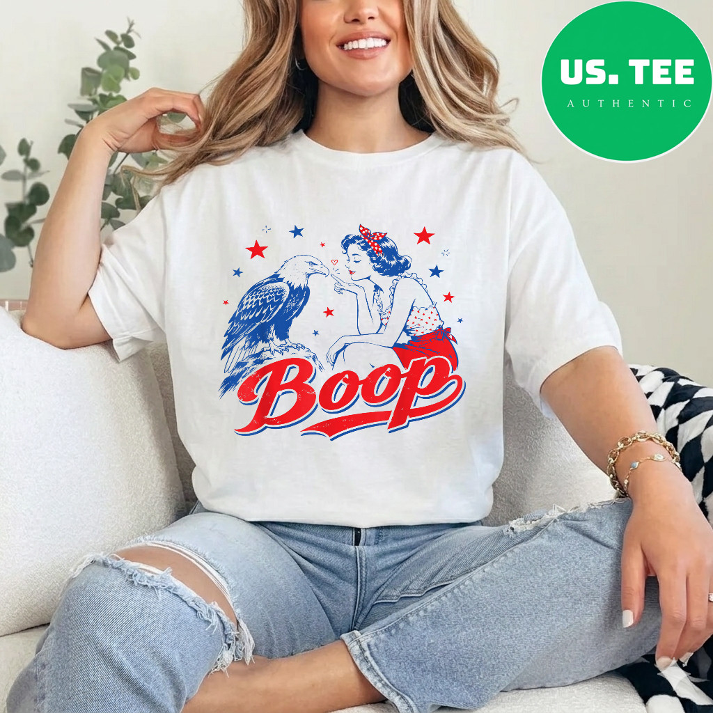 Funny Hand Boop Nose Girl Eagle Funny Patriotic 4th of July T-Shirt gallery