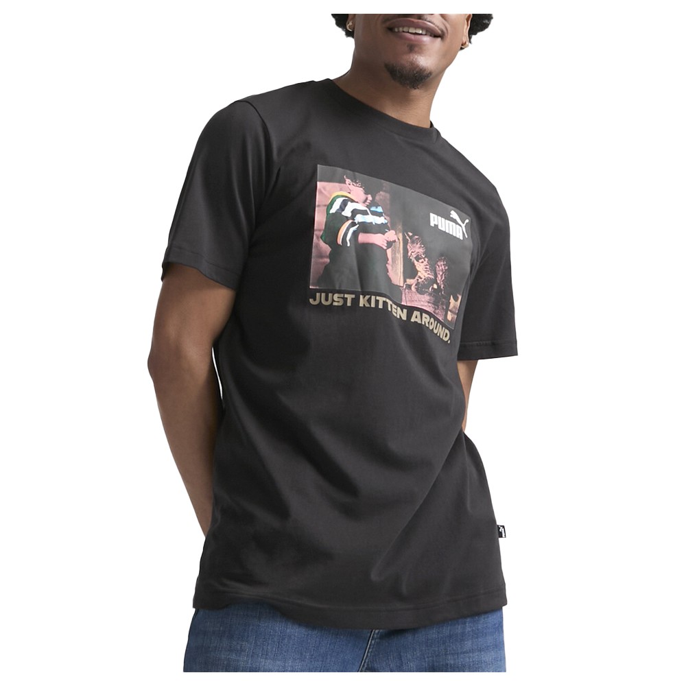 PUMA Kitten Graphic Crew Neck Short Sleeve T-Shirt Mens Black Casual Tops 684441 gallery