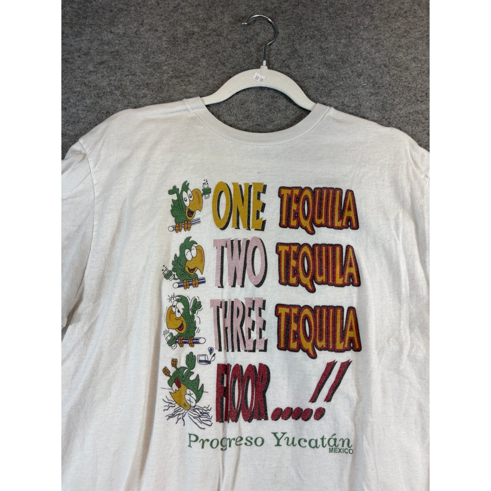Vintage 90s Y2K Tequila Novelty Funny Shirt Mens Large White Humor Streetwear gallery