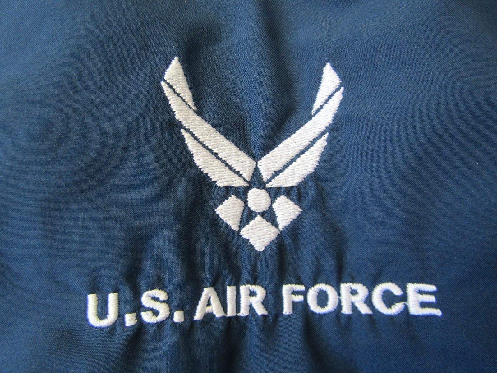 U S Air Force Jacket Blue with Stitched Letters and Silver Reflective Stripes L gallery