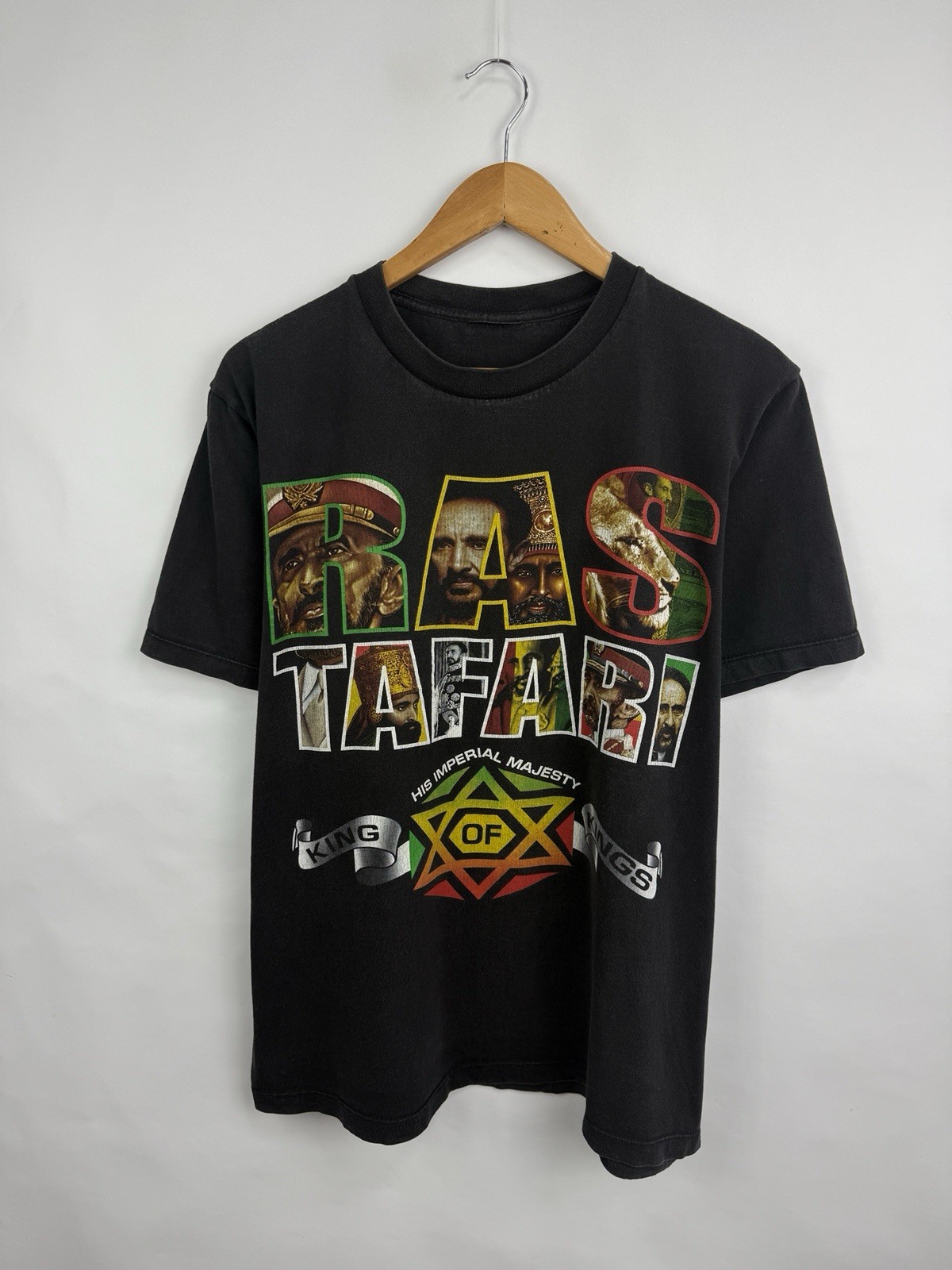 🇪🇹 Vintage 90s Haile Selassie RasTafari Emperor Ethiopia King Size L Color... gallery