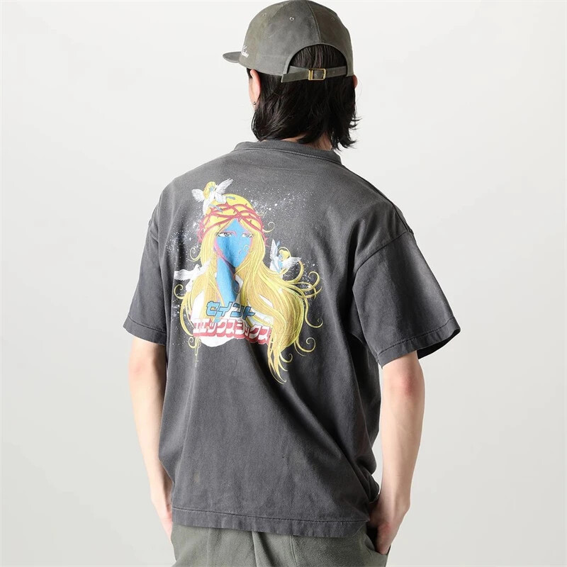 High quality SAINT MICHAEL 23SS Angel Pigeon Print Wash Vintage High Street
