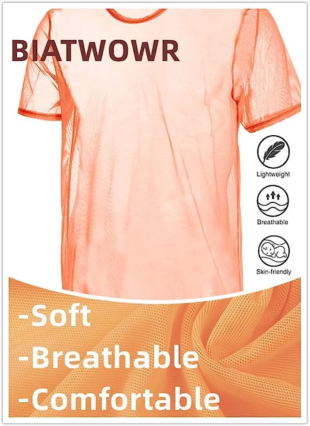 Zonbailon Men's Shirts Short Mesh Sleeve See Through T-Shirt Tops Undershirts gallery