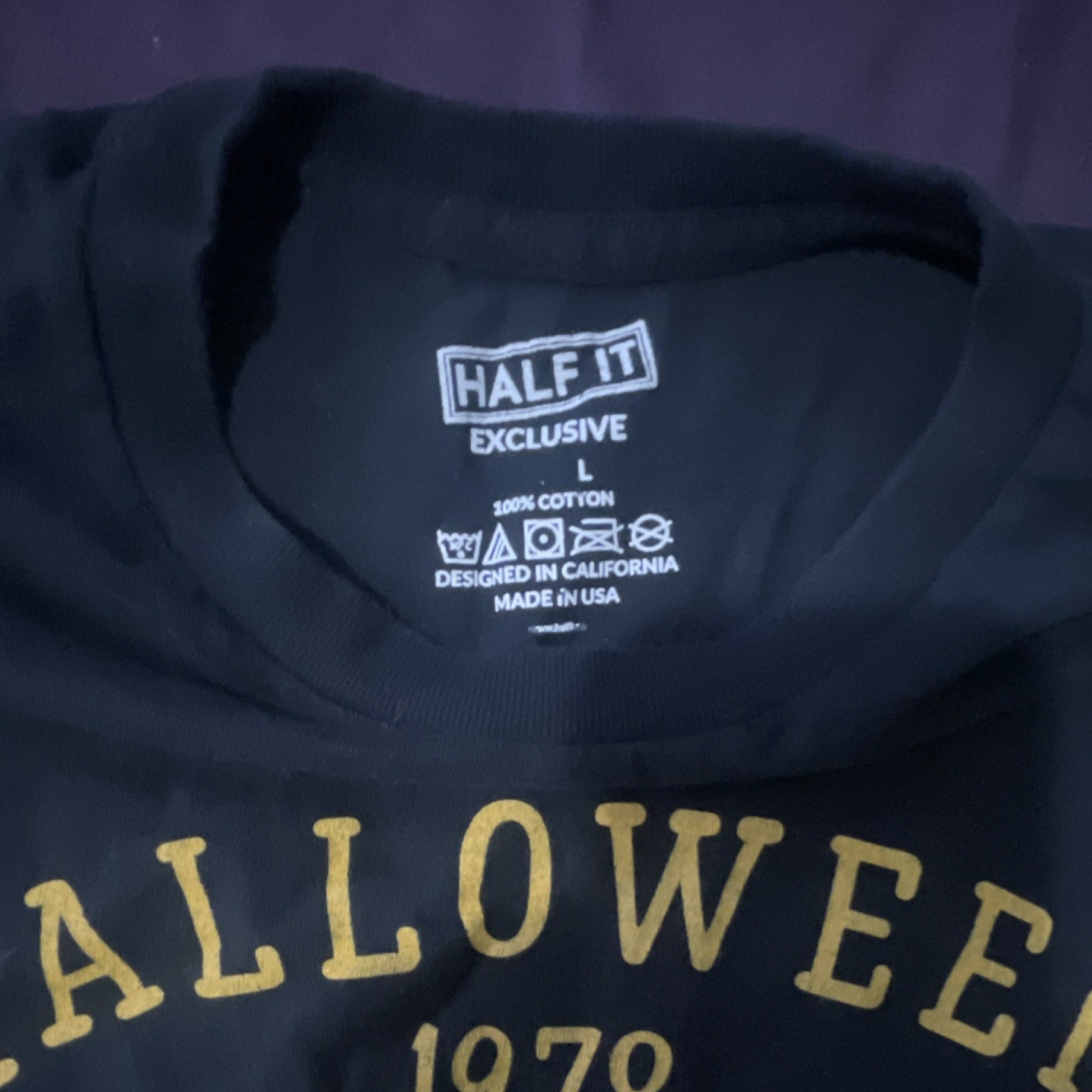 HALF IT Halloween Men's Black Cotton Graphic Short Sleeve T-Shirt Size L gallery