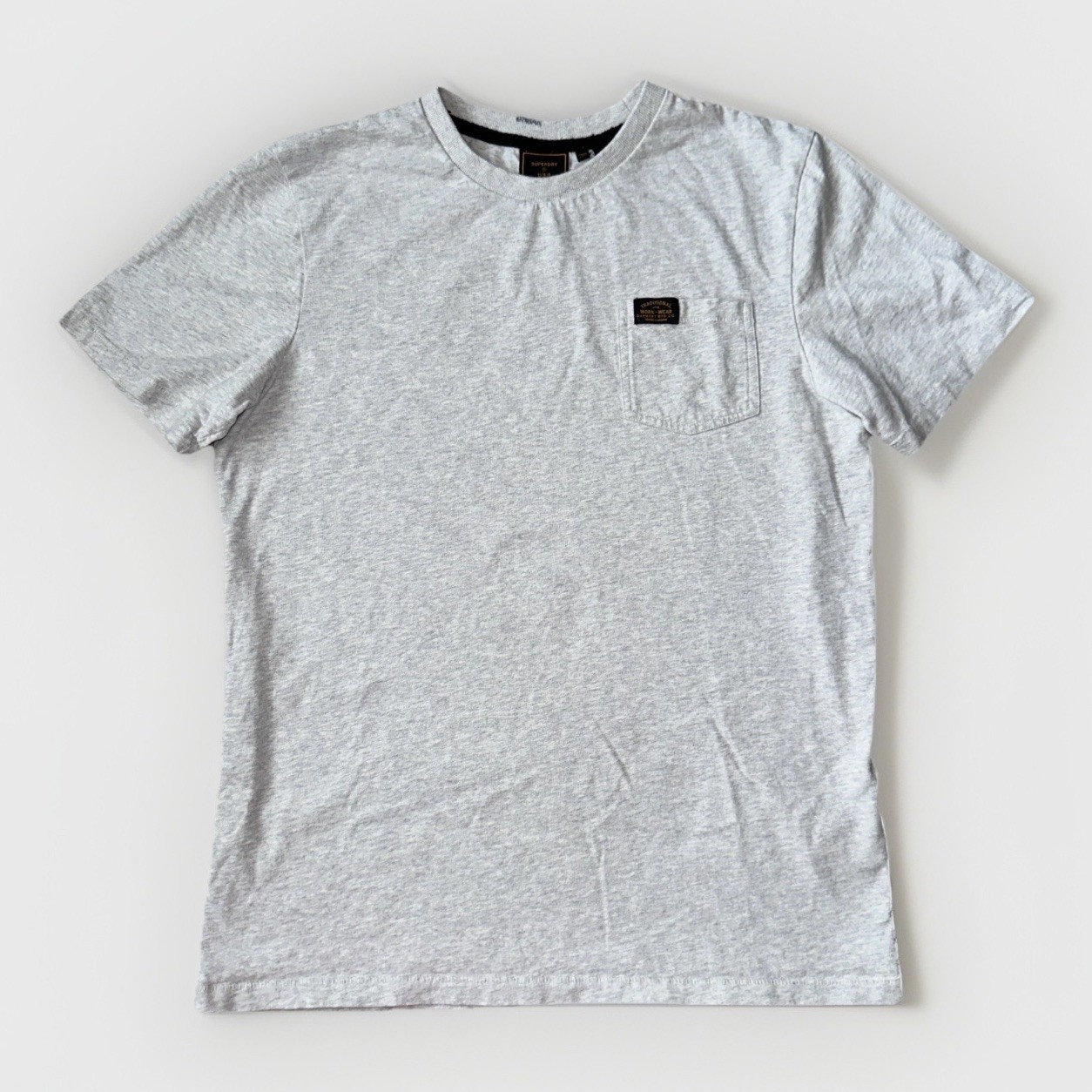 Superdry Men’s Med Heathered Gray Pocket T-Shirt Traditional Workwear Crewneck M gallery