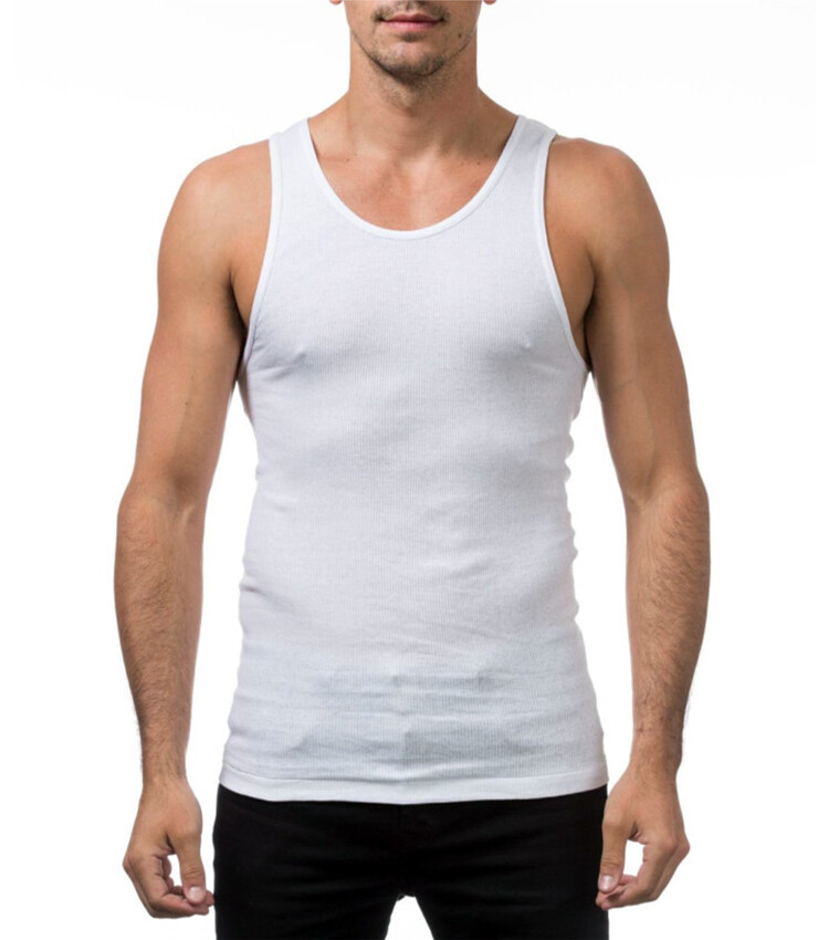 Men's Tank Top 6 Pack A-Shirts Ribbed Undershirts 100% Cotton Wife Beater Gym gallery