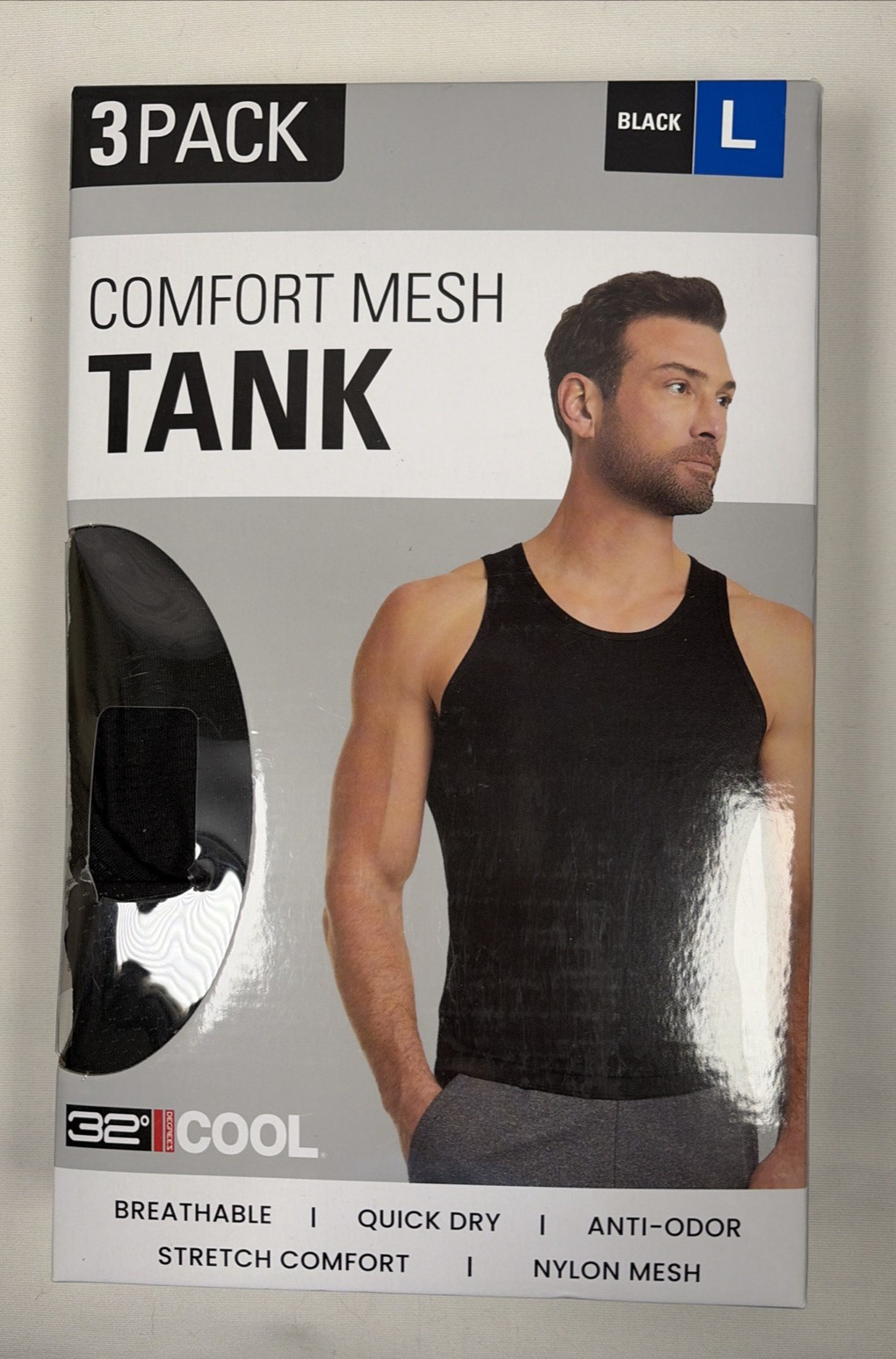 Lot of 2 32 Degrees Cool Comfort Mesh Tank 3 Pk Each Black White Size Large NEW gallery