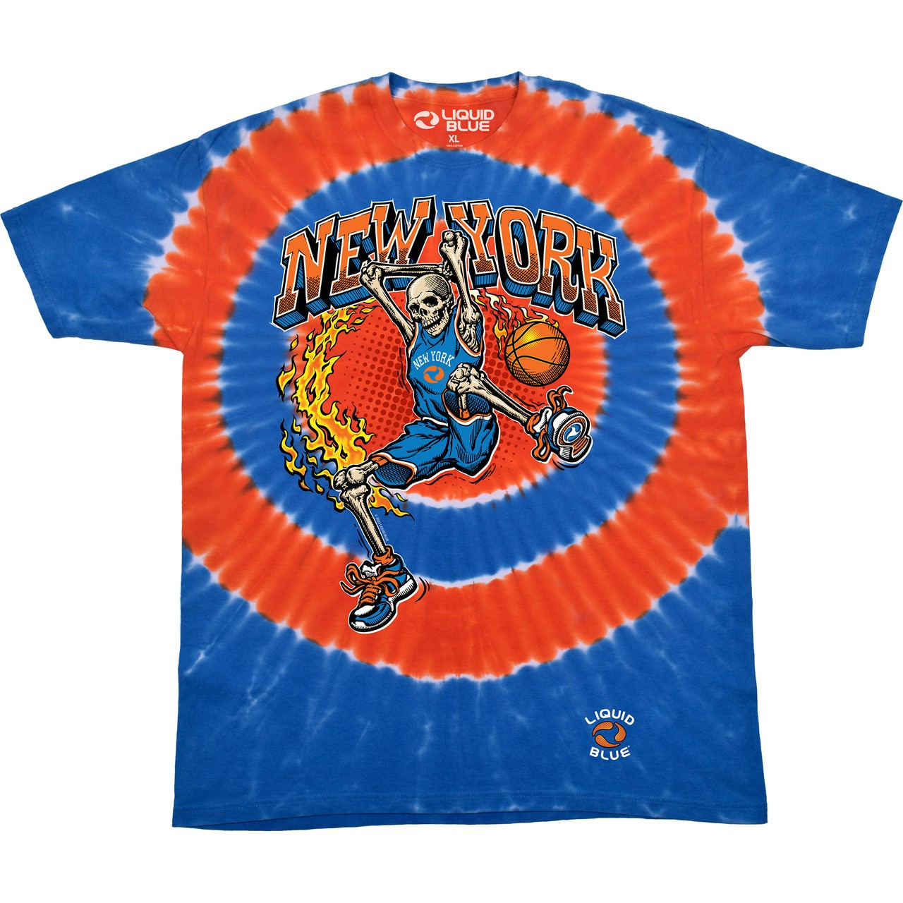 [Limited Edition] Vintage New York Dunker Basketball Skeleton Tie-Dye T-Shirt Li gallery