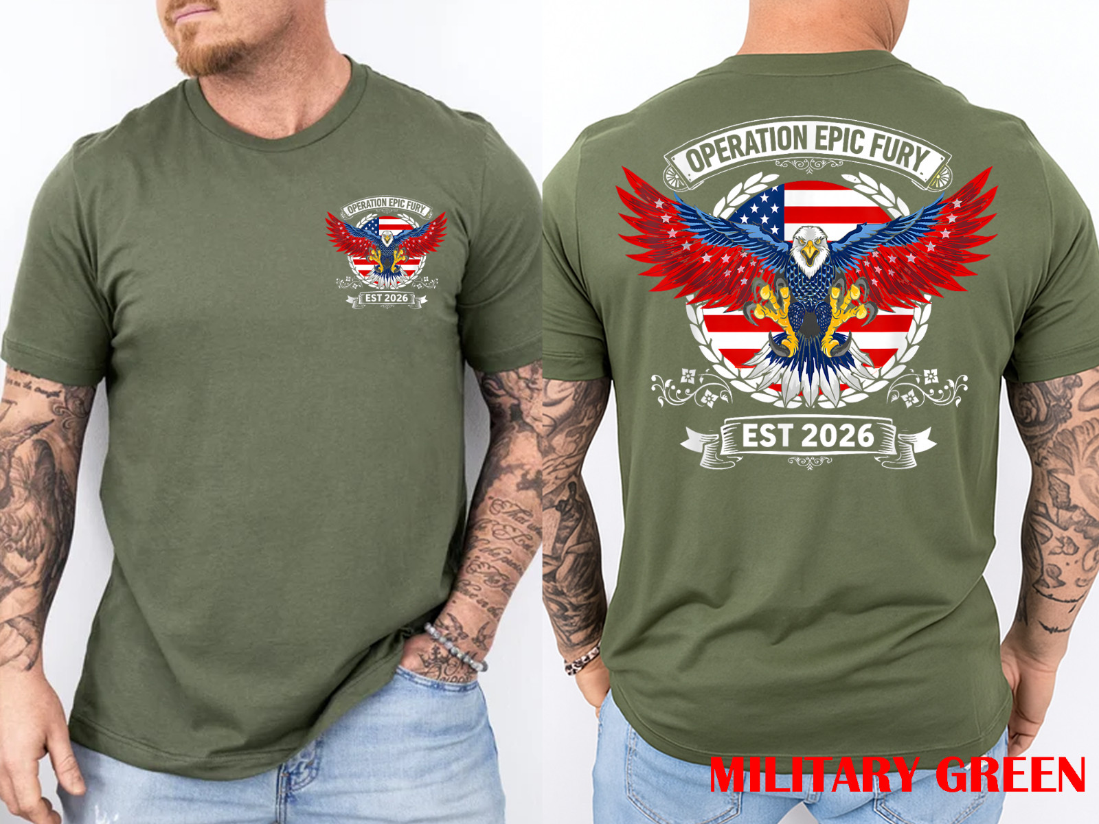 Operation Epic Fury Military Tactical Patriotic USA Graphic 2 Side T-Shirt gallery