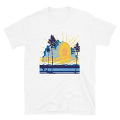 Beach Sunset Palms & Ocean Vacation Getaway T-Shirt