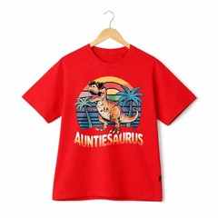 American Style Auntiesaurus Dinosaur Graphic T-Shirt Unisex Aunt Gift Casual Tee