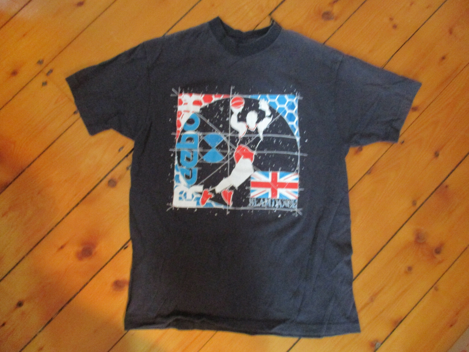 vtg 80s Reebok Slamdance Sport Black T Shirt Size L Single Stitch 90s Basketball