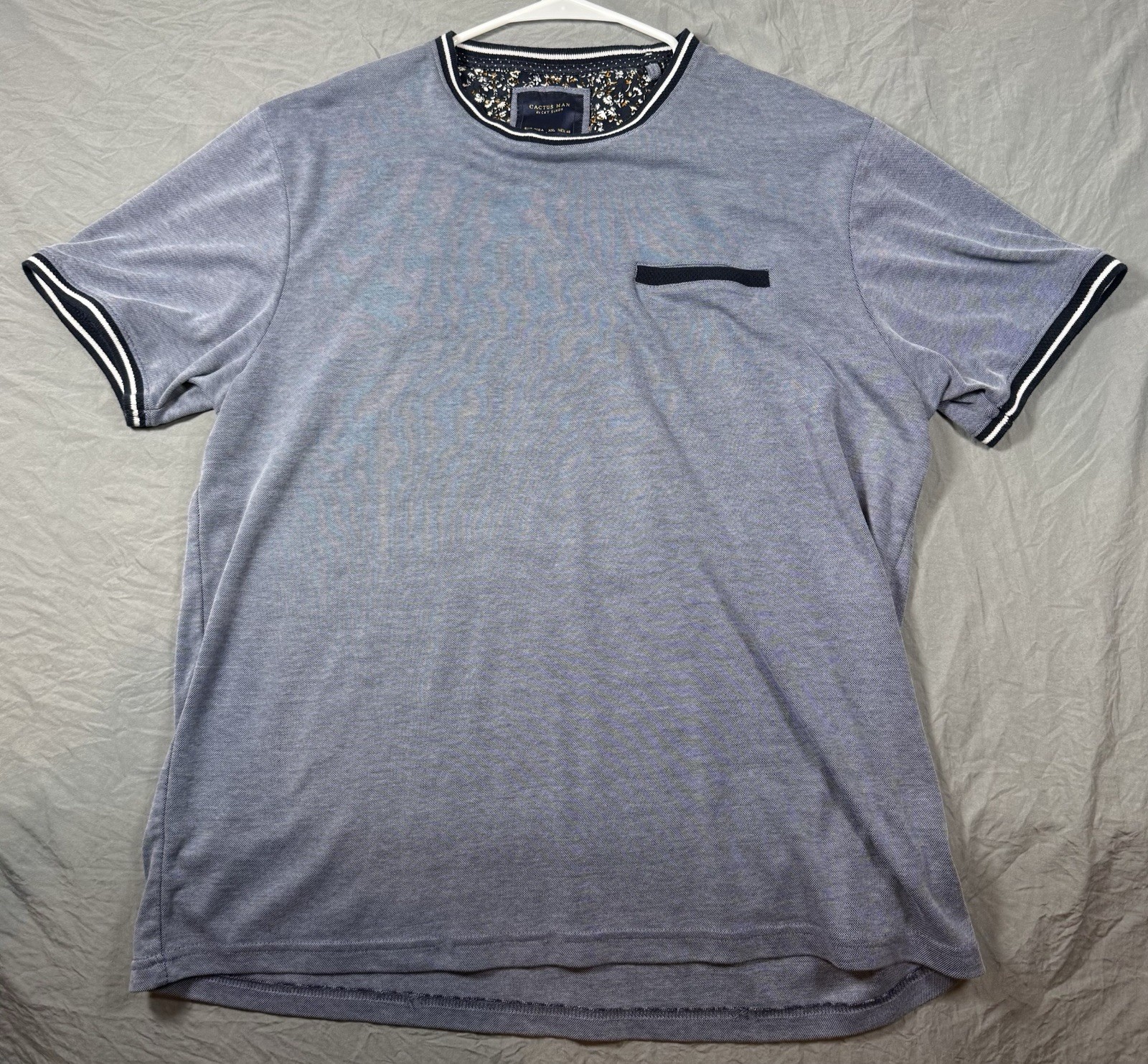 Cactus Man Ricky Singh Blue Contrasting Trim Crew Neck T-Shirt Men’s Size XXL gallery