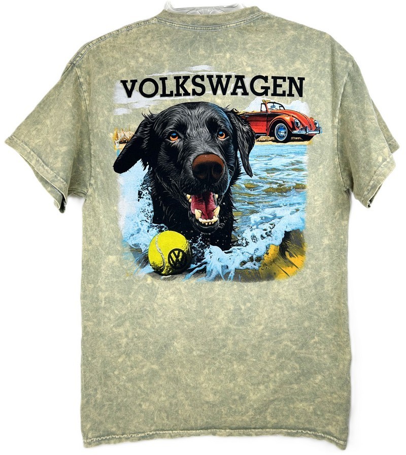 VW Volkswagen Officially Licensed Convert Black Lab Beach T-Shirt Tee Size M NWT