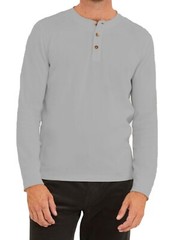 Mens Cotton Grandad Neck 3 Button Long Sleeve Sweater Black Blue White Grey Top