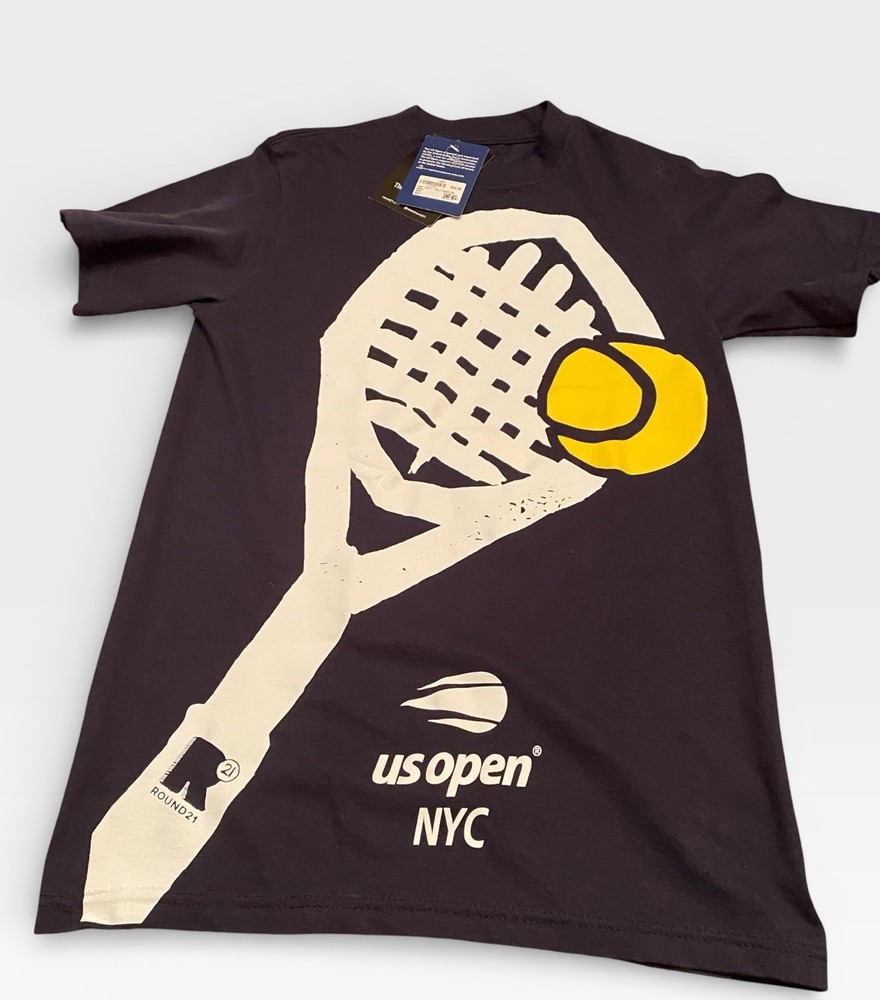 US Open Round21 Short Sleeve Rally Ready T-Shirt Mens Small Navy Blue Tennis NEW