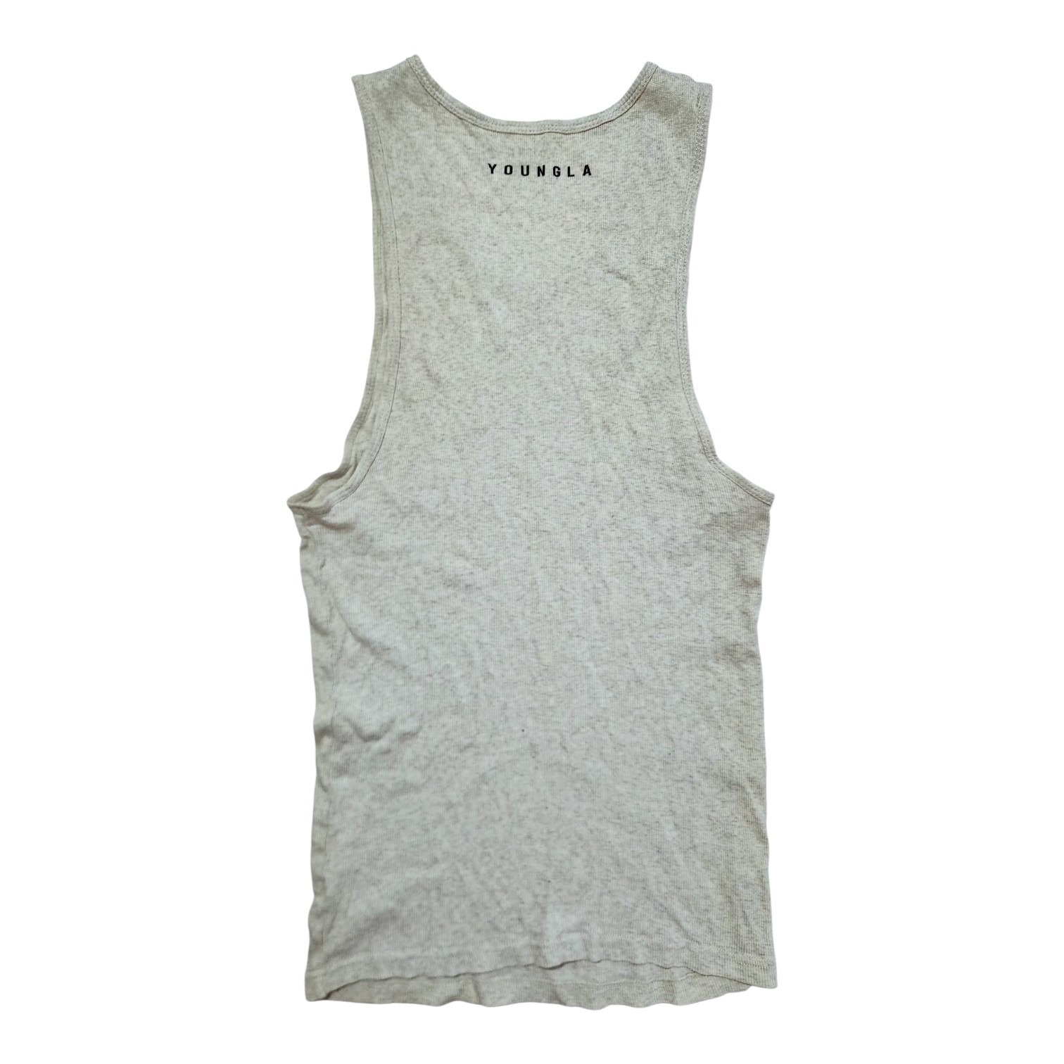 Men’s YoungLA Cream Ribbed Muscle Tank Sleeveless Gym Top Size M gallery