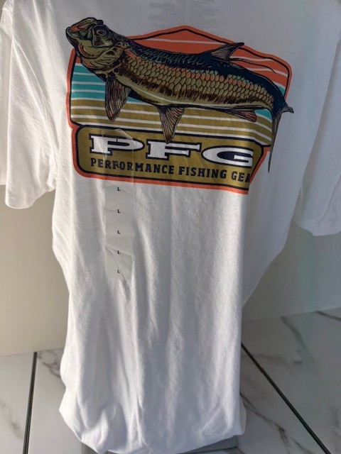 Fishing Graphic Tee White Outdoor Beach Summer Casual T Shirt Mens L gallery