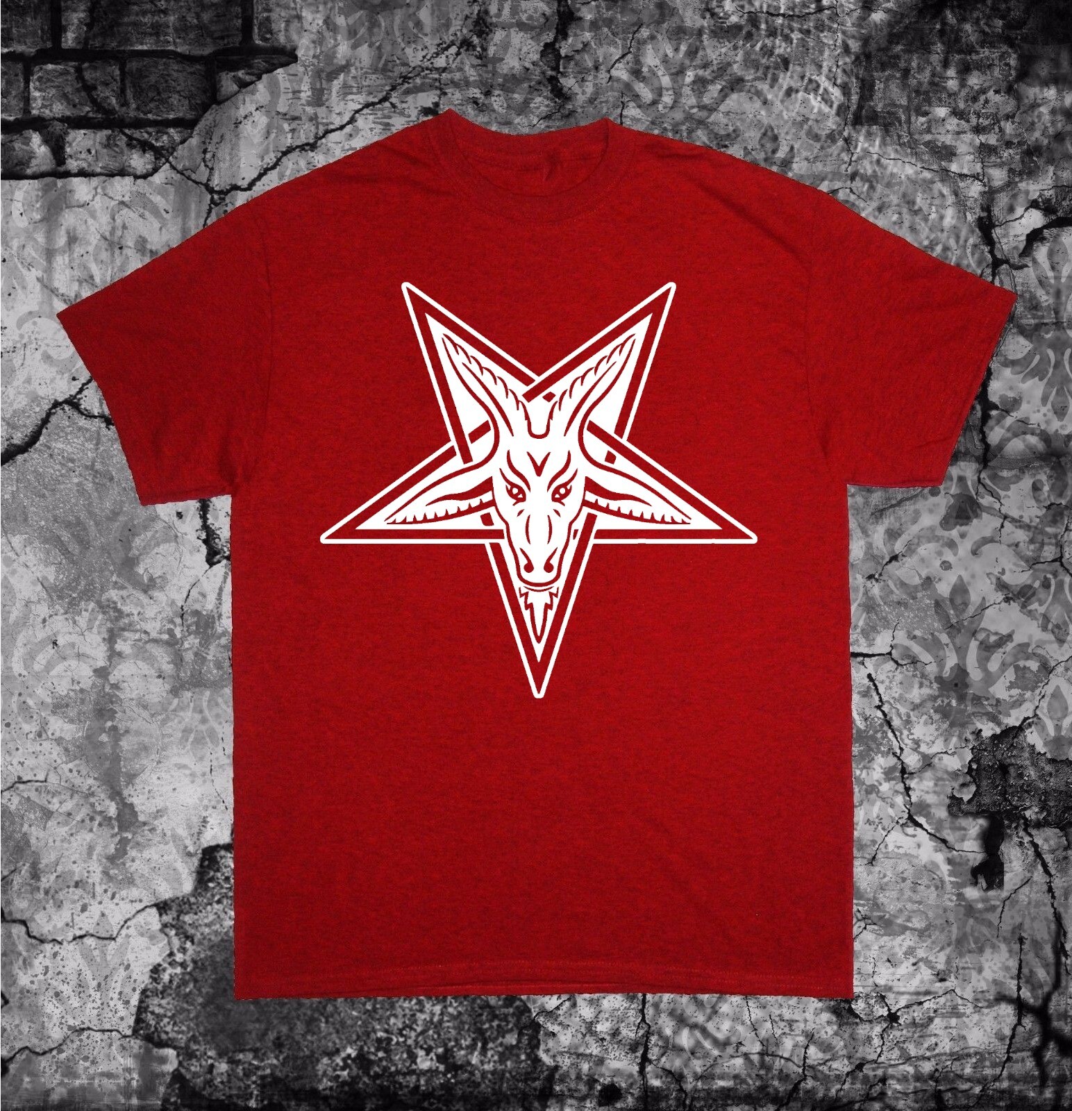 Goat's Head Shirt - Baphomet Pentagram Satan Occult Gothic Cross Leviathan sigil gallery