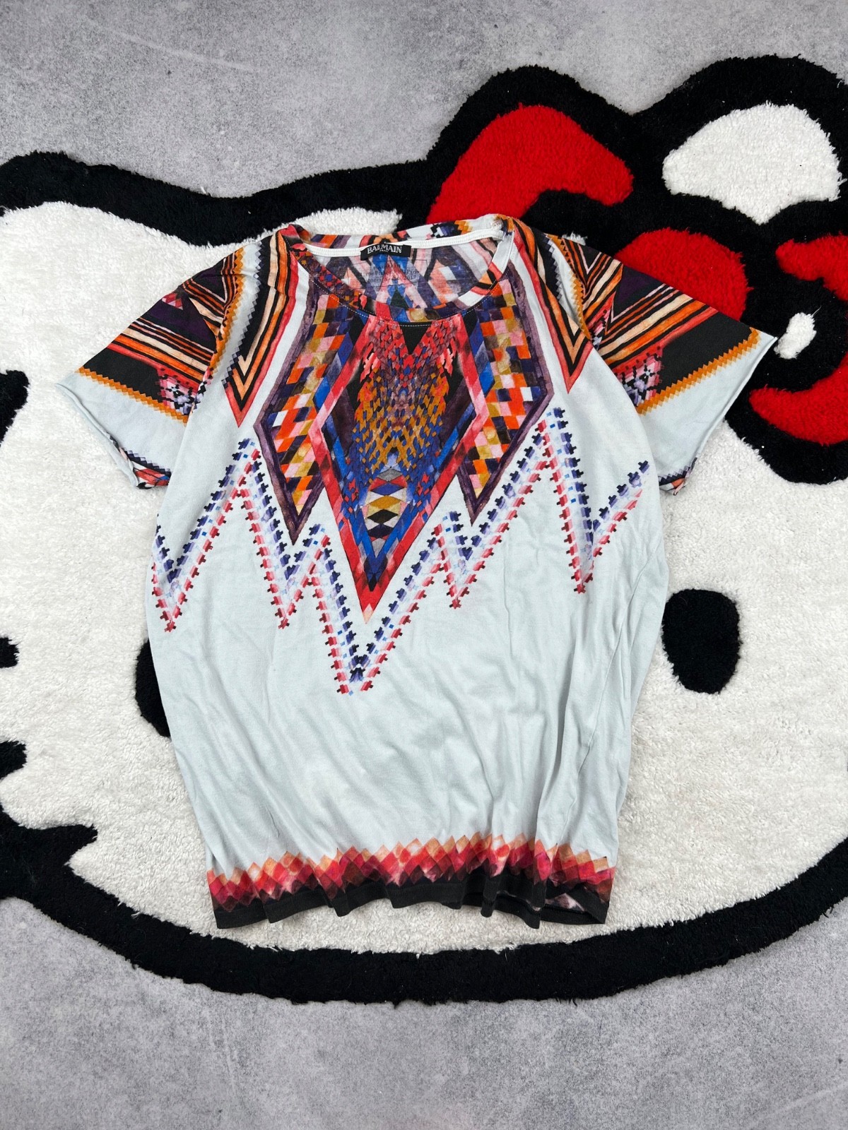 Vintage Balmain Rare Multicoloured Print Y2K Men's Tee Shirt Size M gallery